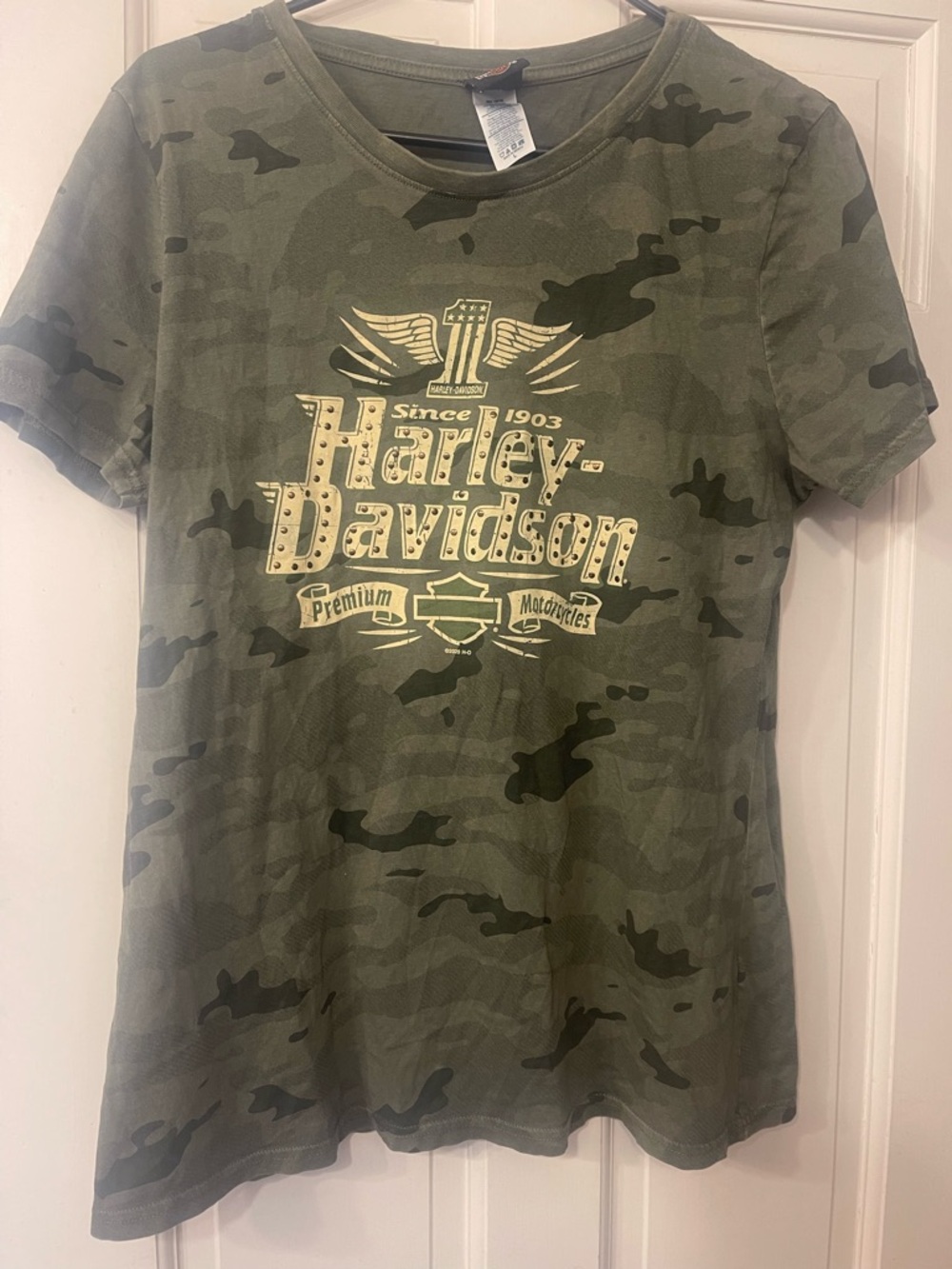 Harley-Davidson Women’s Camo Graphic Tee in Olive Green